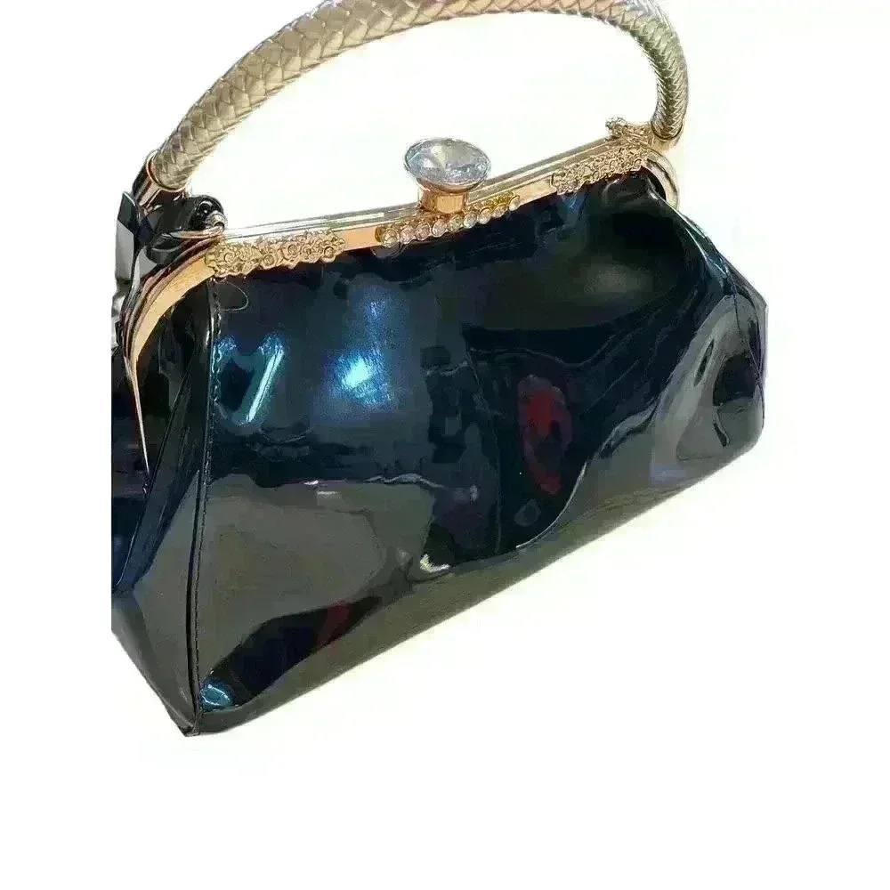 Glossy Patent Leather Handbag Women Top Handle Tote Bag Evening